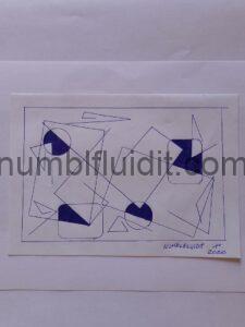 Disegno su carta con penna biro, geometria e sovrapposizioni, Opera D'Arte Astratta