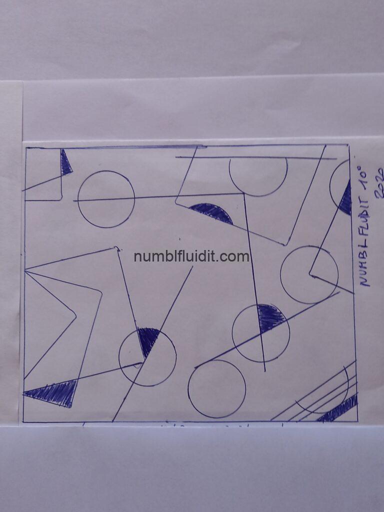 Disegno su carta con penna biro, geometria e sovrapposizioni, Opera D'Arte Astratta