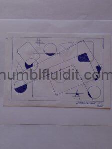 Disegno su carta con penna biro, geometria e sovrapposizioni, Opera D'Arte Astratta