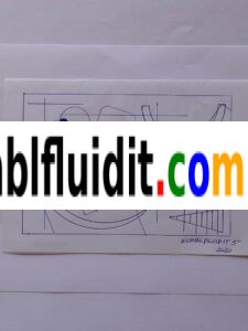 Disegno astratto originale realizzato a penna biro blu su carta nel 2020, composto da figure geometriche sovrapposte e intersecate in equilibrio visivo.