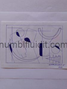 Disegno su carta con penna biro, geometria e sovrapposizioni, Opera D'Arte Astratta