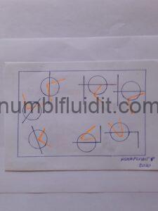 Disegno su carta con penna biro, geometria e sovrapposizioni, Opera D'Arte Astratta